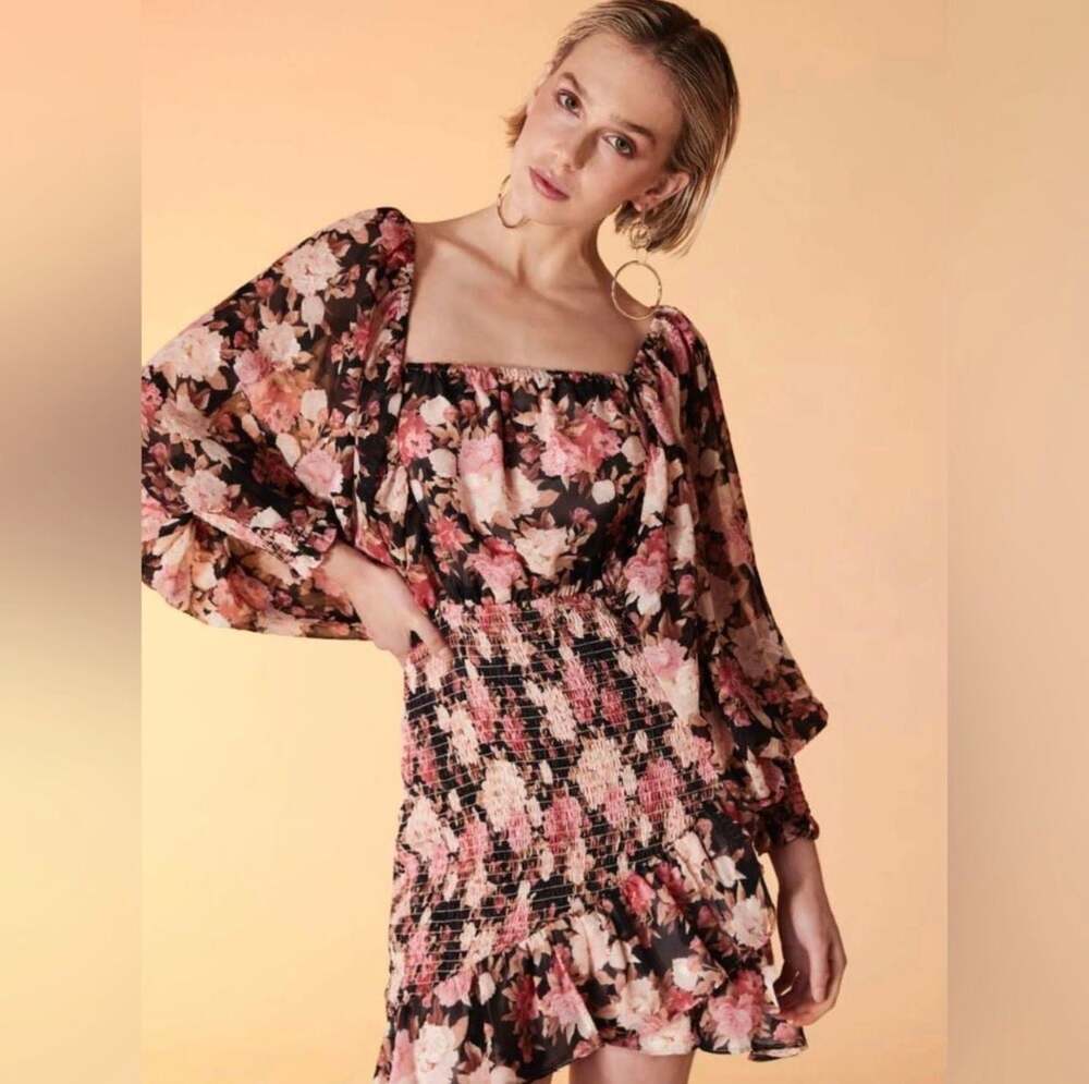 Romantic Floral Smocked Mini Cottagecore Coquette Balletcore Garden Party